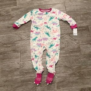 NWT 🦖🦕 Carters 24 M Girls Fleece Footie PJs 🦕🦖
